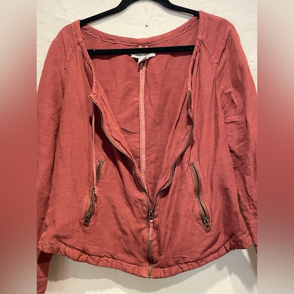 LUCKY BRAND Rust Red Zip-Up Top Large - Picture 7 of 9